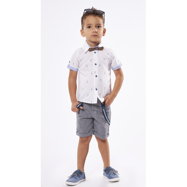 Hashtag Σετ Βερμούδα με μπλούζα Polo και παπιγιόν για Αγόρι  238834 Nο 1-6  Λευκό