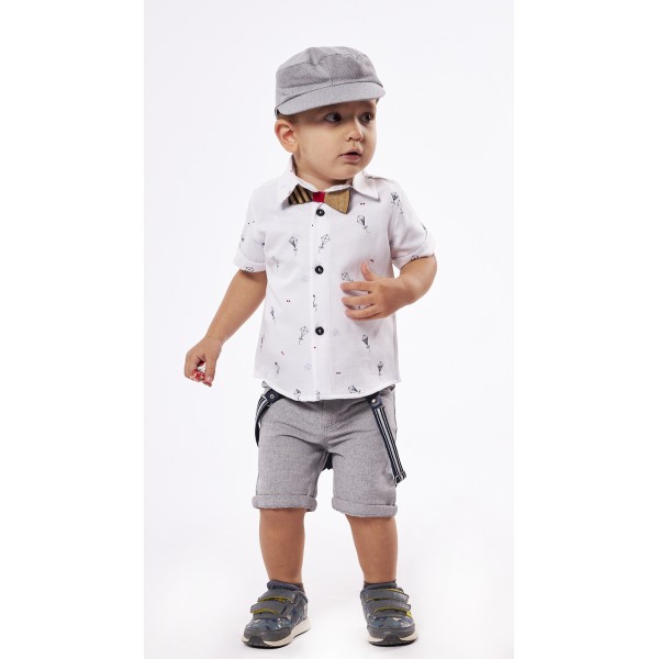 Hashtag Σετ4τμχ. βερμούδα με μπλούζα Polo για αγόρι 238625 Nο 6-24 μηνών Λευκό