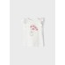 Mayoral Μπλούζα κοντομάνικη με απλικέ από βαμβάκι για κορίτσι 03054-081 Νο2-9 εκρού-ροζ