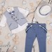Piccolo Bambino Βαπτιστικό κοστούμι για αγόρι με γιλέκο 631-17-μπλε