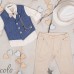 Piccolo Bambino Βαπτιστικό κοστούμι για αγόρι με γιλέκο 636-28-εκρού