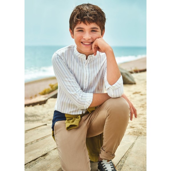 Παντελόνι λοξότσεπο slim fit από βιώσιμο βαμβάκι αγόρι 00530-040 Νο 8-18 Καφέ