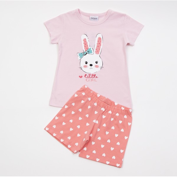 Trax Παιδική Πυτζάμα για Κορίτσι t-shirt 41291 Νο 1-6 Ροζ
