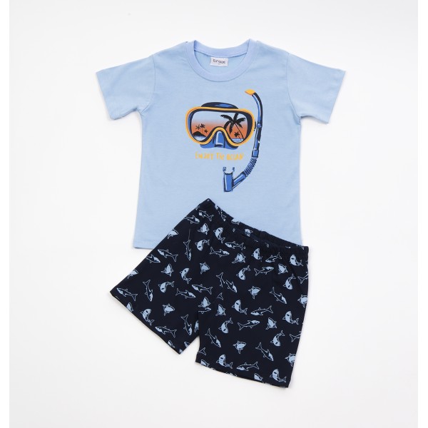 Τrax Παιδική Πυτζάμα για Αγόρι t-shirt 41490 Νο 1-6 Σιέλ